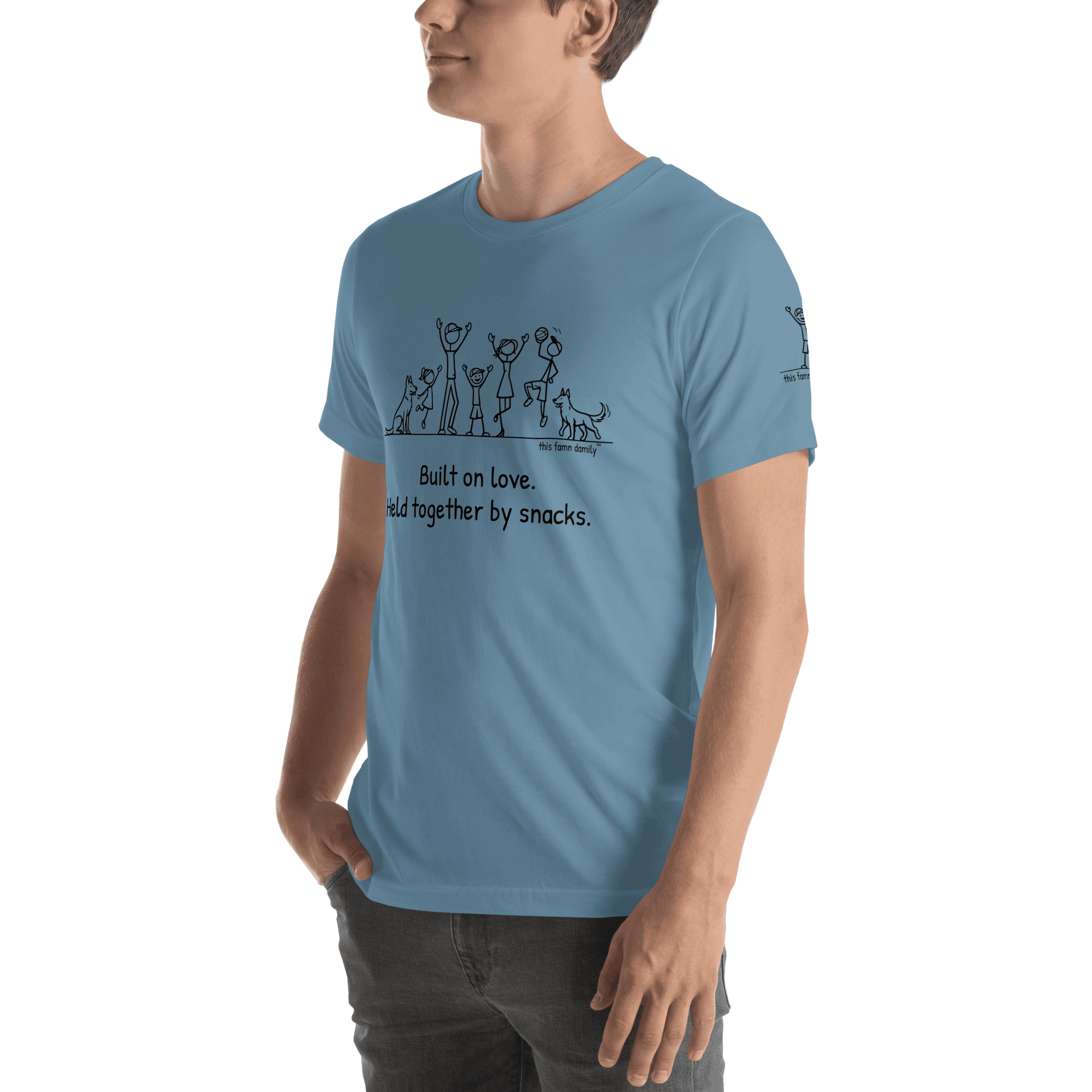 Built on love. Held together by snacks. — This Famn Damily™ Unisex Tee - Image 4